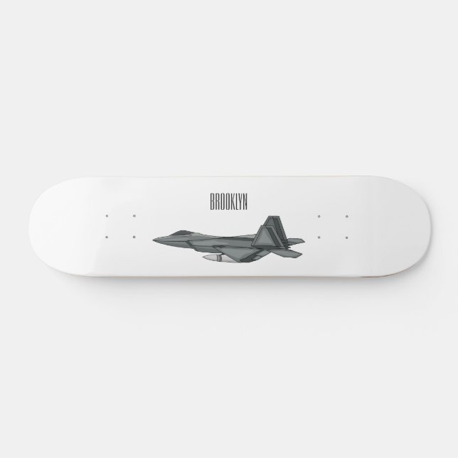 Fighter aircraft cartoon illustration skateboard (Horz)