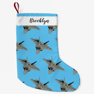 Fighter aircraft cartoon illustration small christmas stocking