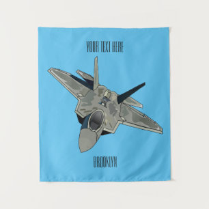 Fighter aircraft cartoon illustration tapestry