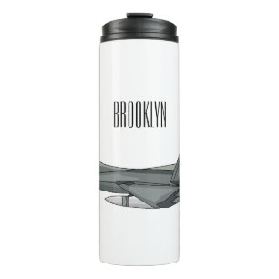 Fighter aircraft cartoon illustration thermal tumbler