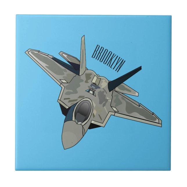 Fighter aircraft cartoon illustration tile (Front)