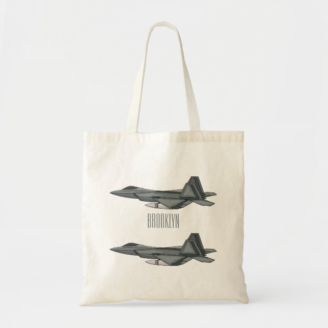 Fighter aircraft cartoon illustration  tote bag (Front)