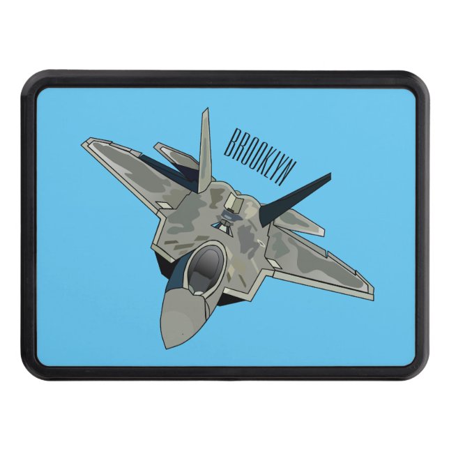 Fighter aircraft cartoon illustration trailer hitch cover (Front)