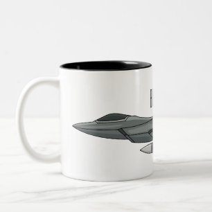 Fighter aircraft cartoon illustration  Two-Tone coffee mug