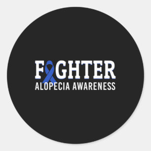 Fighter Alopecia Awareness Blue AA Ribbon Support Classic Round Sticker