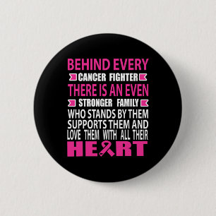 Fighter And Strong Family Breast Cancer Awareness 2 Inch Round Button