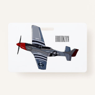 Fighter-bomber cartoon illustration badge