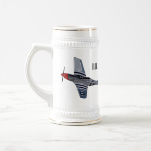 Fighter-bomber cartoon illustration beer stein