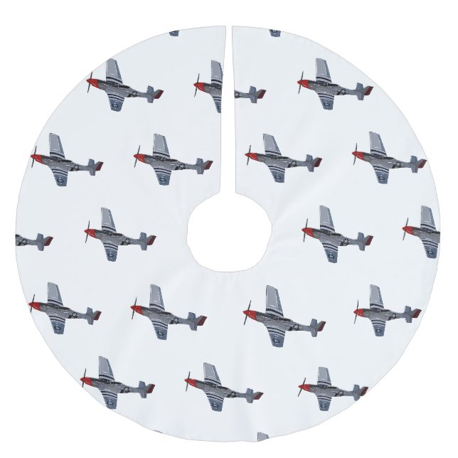 Fighter-bomber cartoon illustration brushed polyester tree skirt (Front)