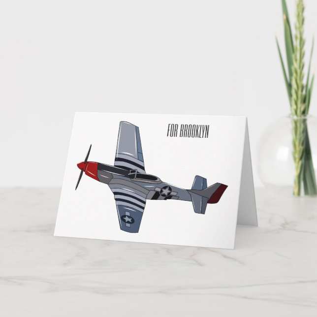 Fighter-bomber cartoon illustration card (Front)