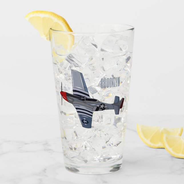 Fighter-bomber cartoon illustration glass (Front Ice)