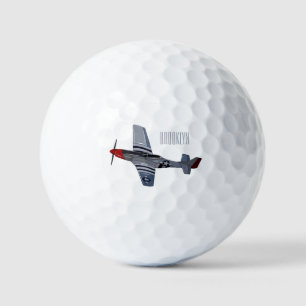 Fighter-bomber cartoon illustration golf balls