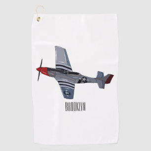 Fighter-bomber cartoon illustration golf towel