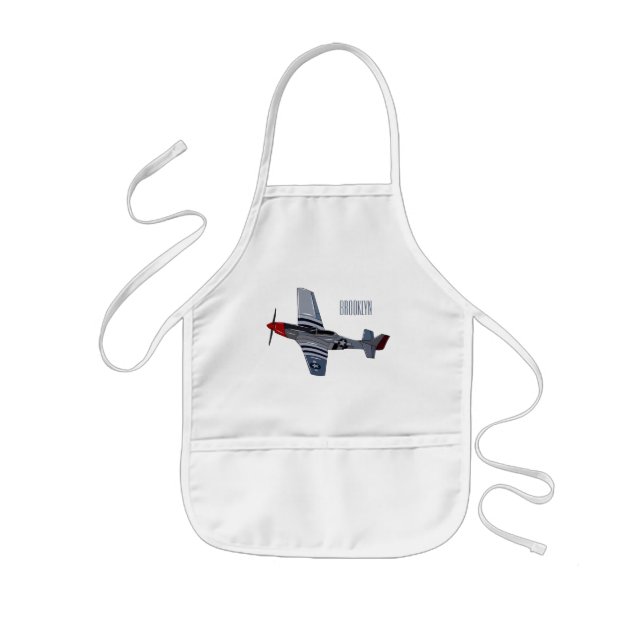 Fighter-bomber cartoon illustration kids apron (Front)