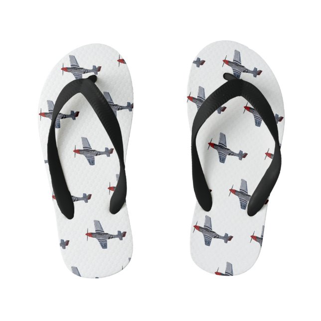 Fighter-bomber cartoon illustration kid's flip flops (Footbed)