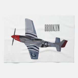 Fighter-bomber cartoon illustration kitchen towel