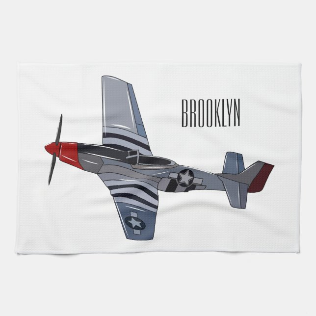 Fighter-bomber cartoon illustration kitchen towel (Horizontal)