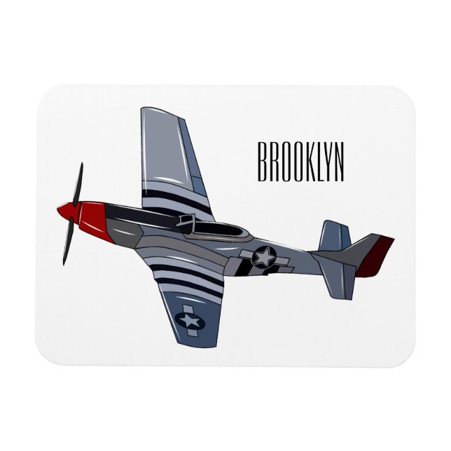 Fighter-bomber cartoon illustration magnet (Horizontal)