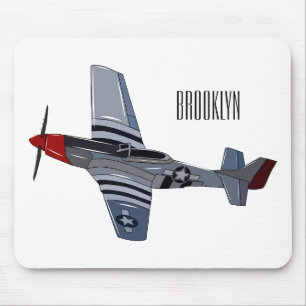 Fighter-bomber cartoon illustration mouse pad