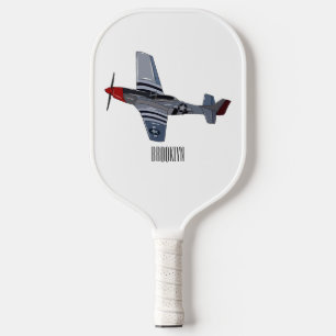 Fighter-bomber cartoon illustration pickleball paddle
