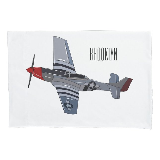 Fighter-bomber cartoon illustration pillowcase (Front)