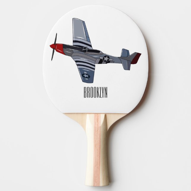 Fighter-bomber cartoon illustration ping pong paddle (Front)