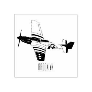 Fighter-bomber cartoon illustration rubber stamp