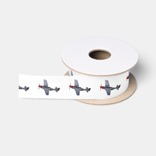 Fighter-bomber cartoon illustration satin ribbon