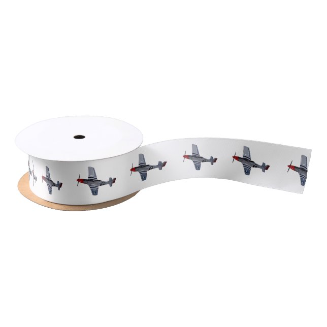 Fighter-bomber cartoon illustration satin ribbon (Spool)