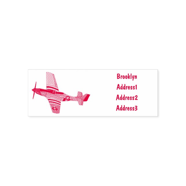 Fighter-bomber cartoon illustration self-inking stamp (Design)