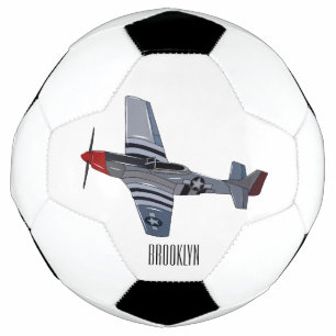 Fighter-bomber cartoon illustration soccer ball