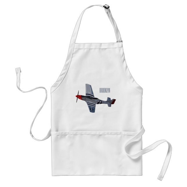 Fighter-bomber cartoon illustration standard apron (Front)