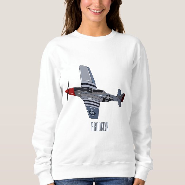 Fighter-bomber cartoon illustration sweatshirt (Front)