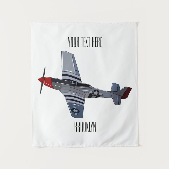 Fighter-bomber cartoon illustration tapestry (Front)