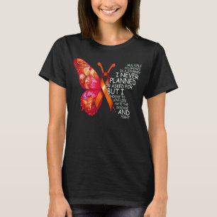 Fighter Butterfly Orange Ribbon Multiple Sclerosis T-Shirt