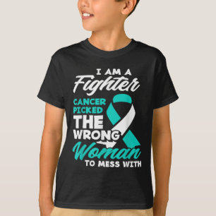 Fighter Cancer Picked Wrong Woman Cervical Cancer  T-Shirt