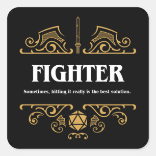 Fighter Class Tabletop RPG Gaming Square Sticker
