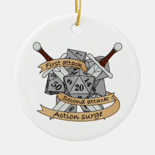 Fighter Dice Design Ceramic Ornament