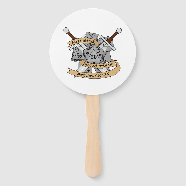 Fighter Dice Design Hand Fan (Front)