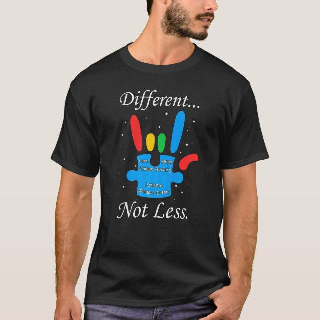 Fighter Different Not Less Autistic Puzzle Autism  T-Shirt (Front)