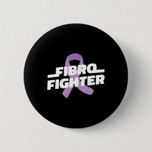 Fighter - Fibromyalgia Awareness Purple Ribbon  2 Inch Round Button