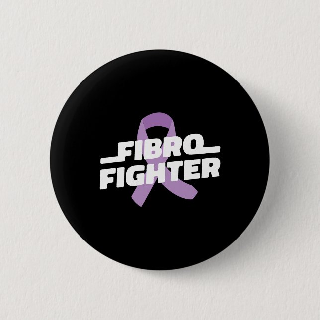 Fighter - Fibromyalgia Awareness Purple Ribbon  2 Inch Round Button (Front)