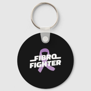 Fighter - Fibromyalgia Awareness Purple Ribbon Keychain