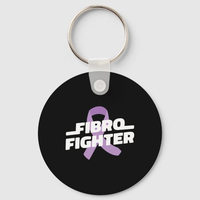 Fighter - Fibromyalgia Awareness Purple Ribbon  Keychain (Front)