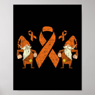 Fighter Gnome Orange Ribbon Leukaemia Awareness  Poster