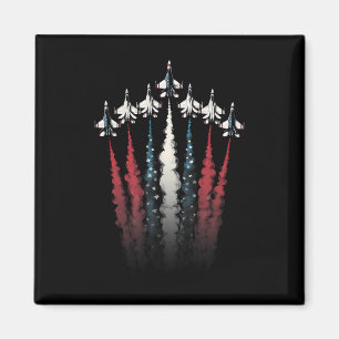 Fighter Jet Airplane American Flag 4th Of July Pat Magnet