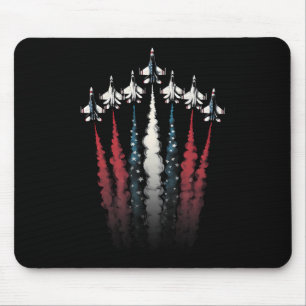 Fighter Jet Airplane American Flag 4th Of July Pat Mouse Pad
