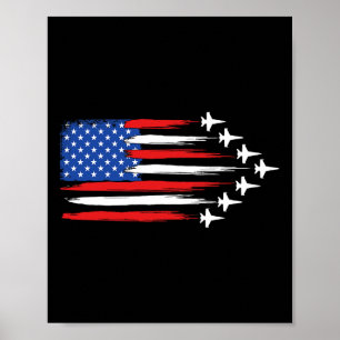 Fighter Jet Airplane American Flag Fighter Jets 4t Poster