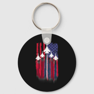 Fighter Jet Airplane American Flag Patriotic 4th O Keychain
