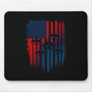 Fighter Jet Airplane American Flag Patriotic 4th O Mouse Pad